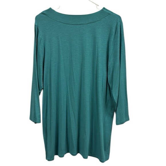 J Jill Wearever Collection V Neck Tunic Top Turquoise 3 Quarter Sleeve Womens L - Picture 8 of 11